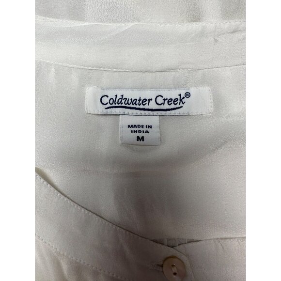 Coldwater Creek Serendipity Tunic Top MED Embroidered Lace Silky Elegant India - Picture 3 of 9